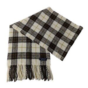 BURBERRY London Classic Nova Check Knit Wool Fringe Neck Warmer White SCARF